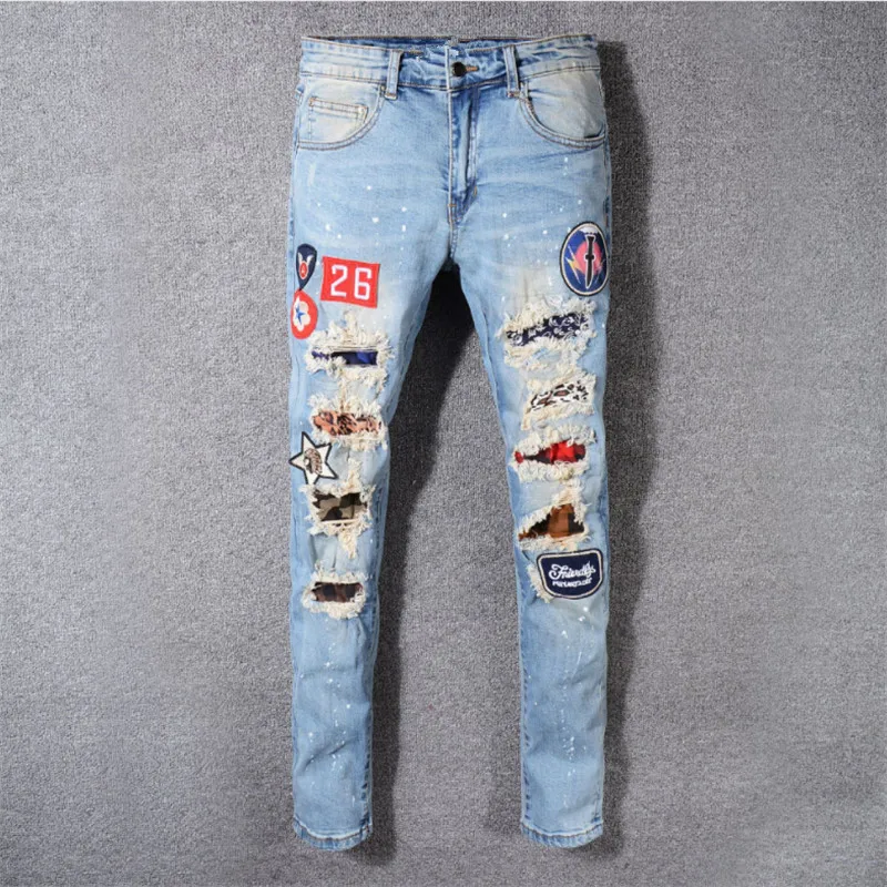 

2019 New Arrival Top Quality Popular Designer Men Denim Famous Brand Jeans Embroidery Pants Fashion Holes Trousers Italy style