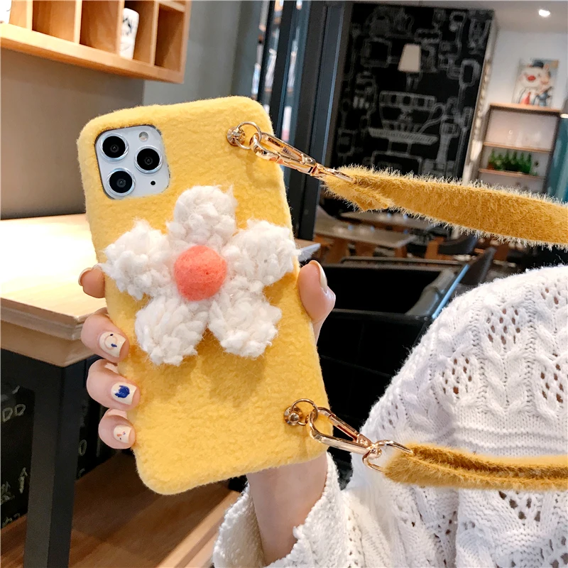 Милый плюшевый чехол с цветами для iPhone 11 11 Pro Max Чехол Мягкий Силиконовый противоударный чехол для iPhone X XR XS MAX 7 8 6 6S Plus Coque