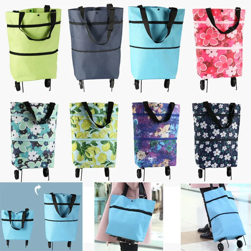 

Big Size Folding Shopping Bag Shopping Buy Food Trolley Bag on Wheels Bag Buy Vegetables Shopping Organizer Portable Bag