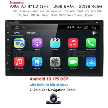 

7'' 2 Din Android 10 IPS Touch Screen Universal Car Radio Stereo GPS Navigation Car multimedia For Nissan Toyota with BT RDS SWC