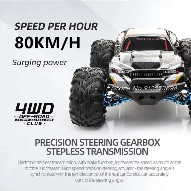 80KM/H 4WD Brushless Motor Remote Control Buggy 200M Metal Hydraulic Shock Absorber All-terrain Off-road RC Racing Car Model Toy 2