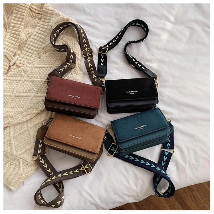 Женская сумка с карманами, новинка 2019, модная дикая широкополосная сумка на плечо, Корейская популярная текстура, диагональная маленькая