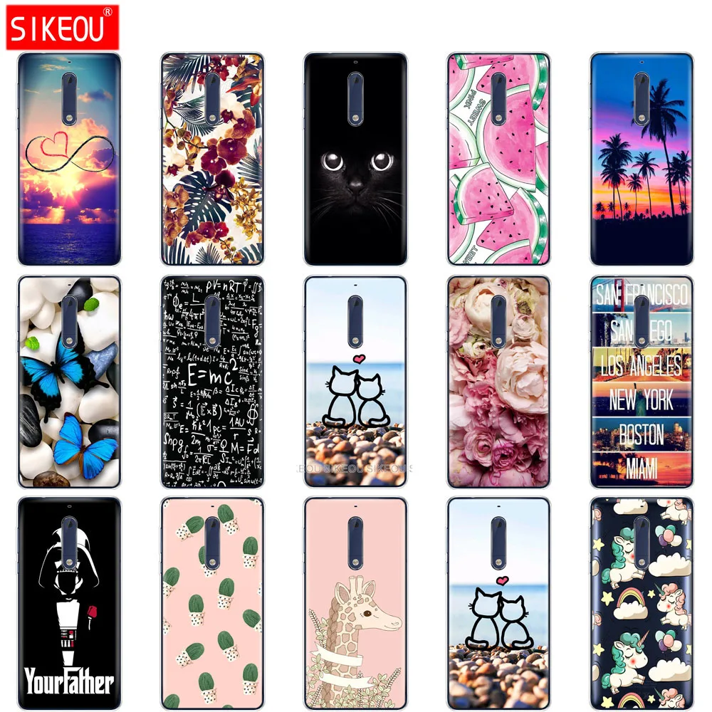 Силиконовый чехол для nokia 6 2018 1 3 2 5 телефона из мягкого ТПУ с рисунком на заднюю
