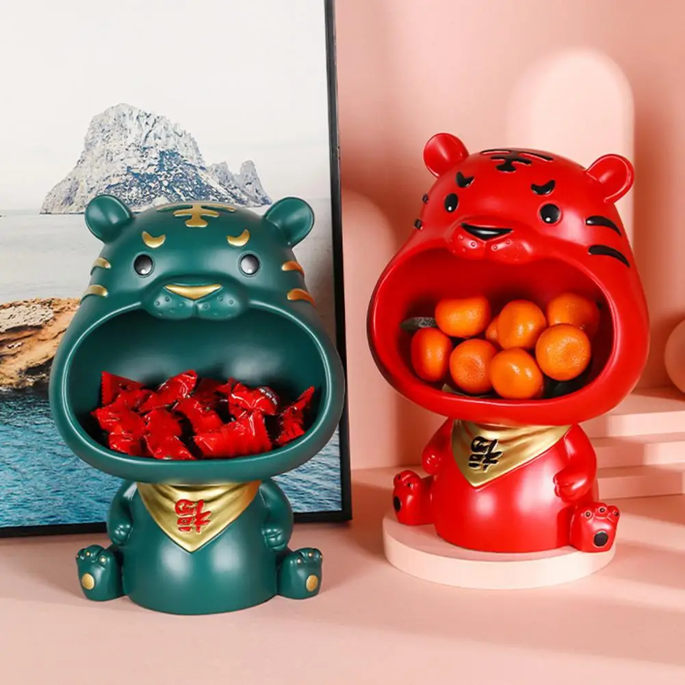 Storage Holder Decorative Tiger Statue Space Saving Resin Handicraft Big Mouth Tray for Home | Дом и сад