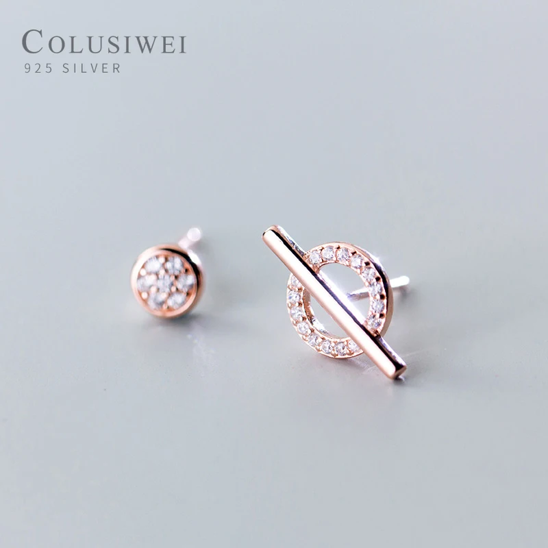 

Colusiwei Real 925 Sterling Silver Elegant Sparkling Round Circle Small Stud Earrings for Women Fashion Tiny Earrings Jewelry