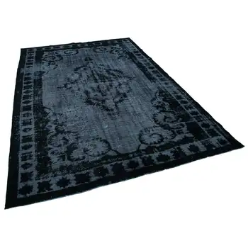

214x311 Cm Black Handmade Over Dyed Rug-7x10 Ft