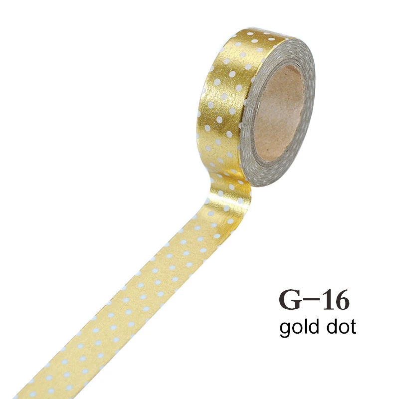 G16 gold dot Школьные принадлежности самоклеющиеся DIY Скрапбукинг инструменты Маскировочные ленты Васи клейкие ленты японский стиль Золотая фольга 15 мм* 10 м - Цвет: G16 gold dot