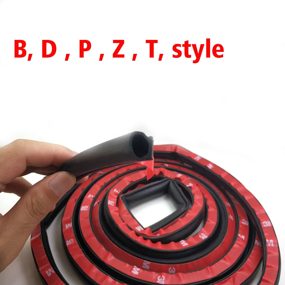 

6 Meters Auto Door Sealing Strip Big D P Z T Type Rubber Seals Anti-noise For Lada granta Vesta largus for KIA Rio
