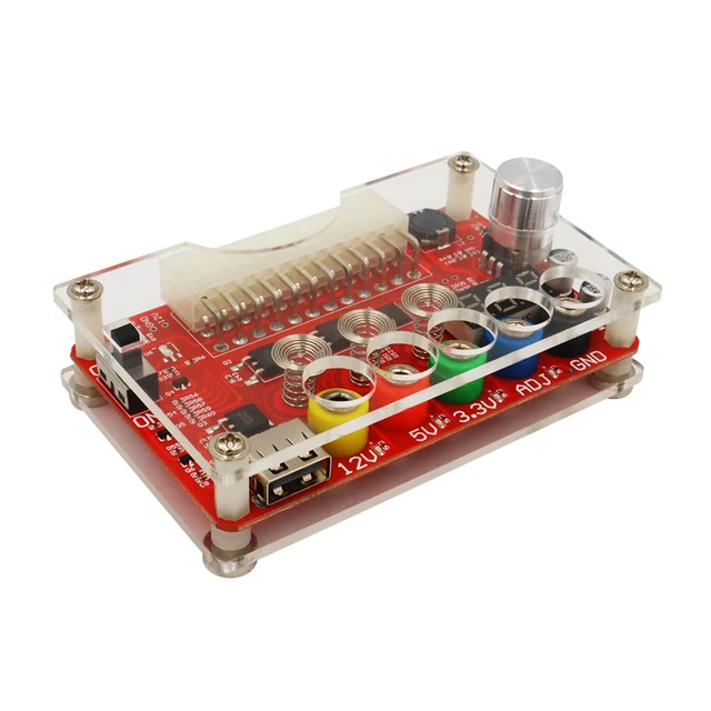 3.3V/5V/12V 24Pin ATX Power Supply Breakout Board Board with ADJ Touch