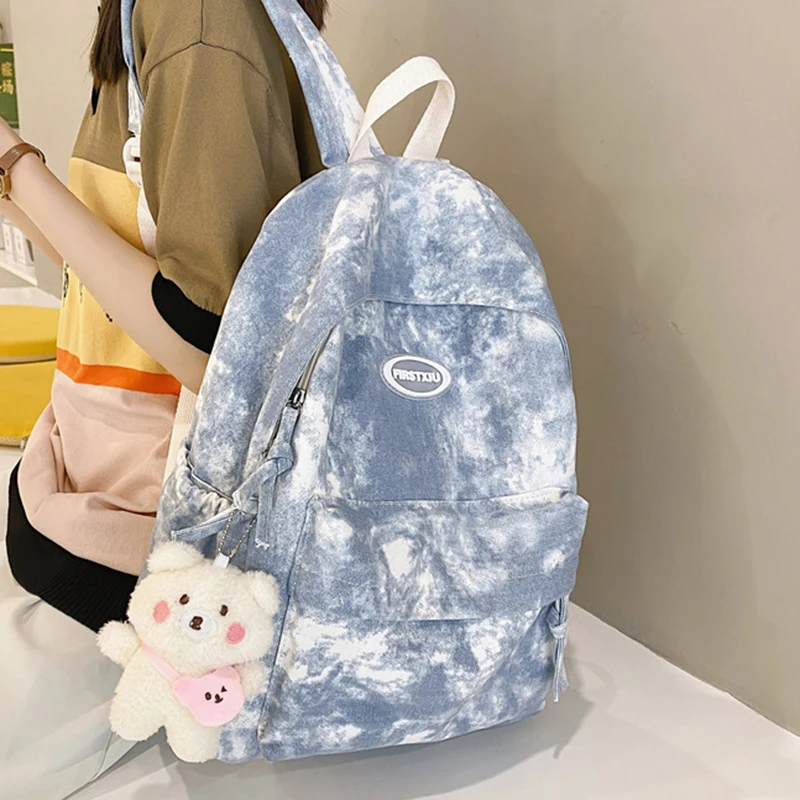 Simple Dyeing Design Women Backpack Kawaii Nylon Book Bag Female ...