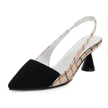 

Big Size 34-45 6cm Cone Heels Women Pumps Sandals Plaid Pointed Toe OL Heels Footwear 2020 Summer Party Office Ladies Shoes
