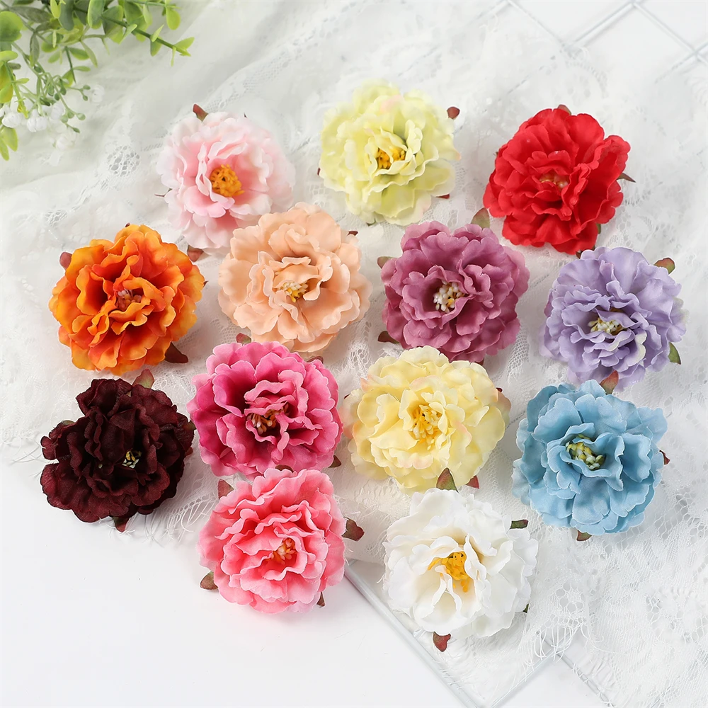 10Pcs Künstliche Pfingstrose Blume Kopf Hause Zimmer Hochzeit Decor Gefälschte Blume Wand Anordnung Zubehör Diy Kopfschmuck Zubehör