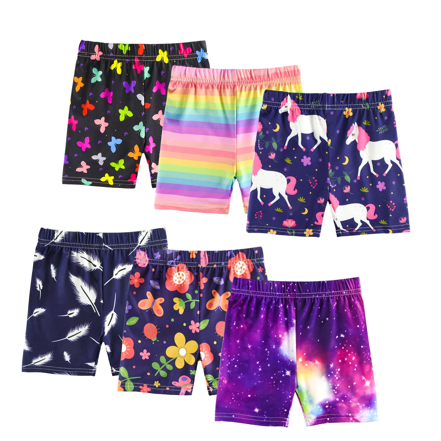 

6pc Kids Girls Shorts Pants Children Underpant Safty Shorts Pant Girls Rainbow Star Print Summer Leggings Girls Shorts for 4-10