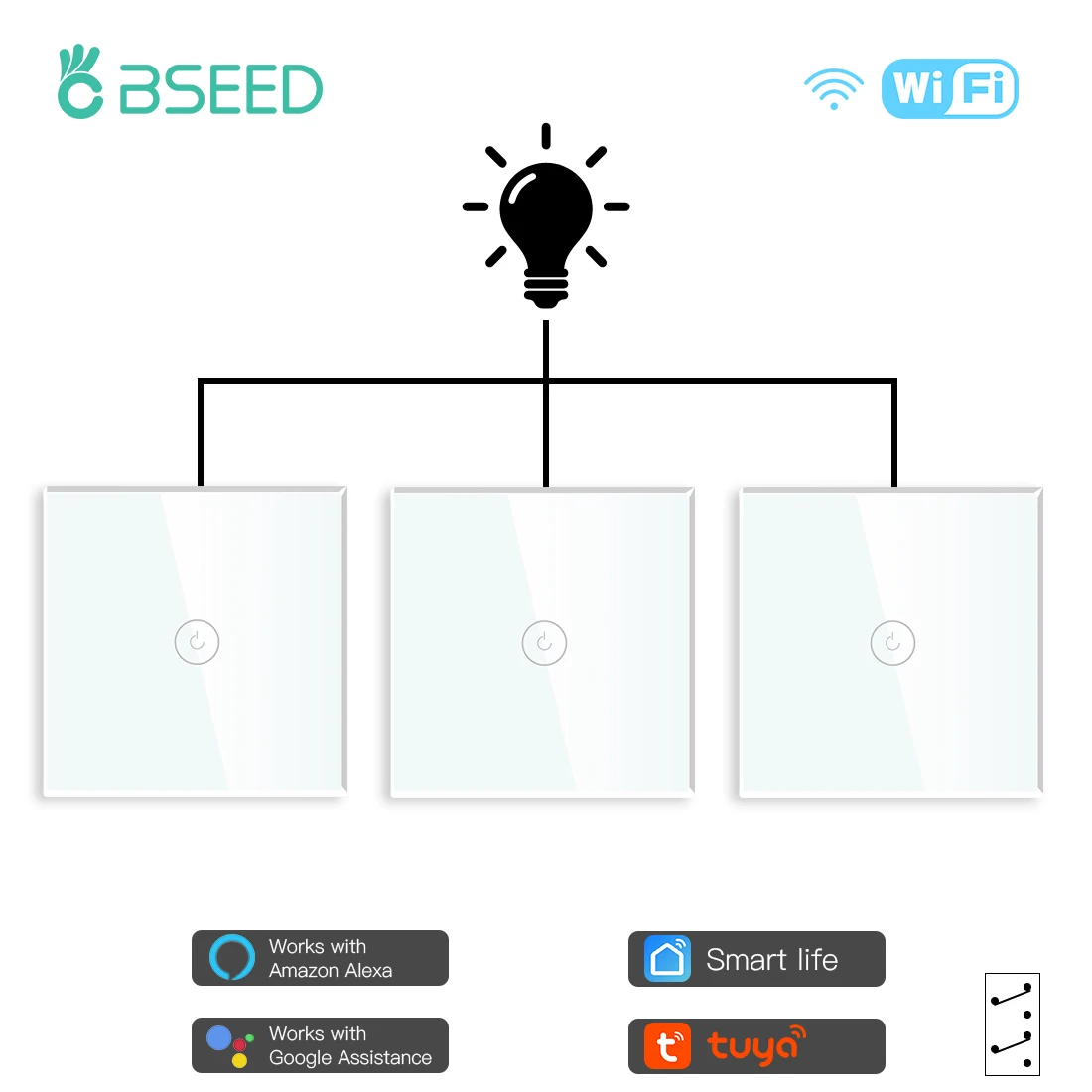 Сенсорный выключатель BSEED 3 комплекта Wi-Fi 1 набор 1/2/3 каналов умный настенный света
