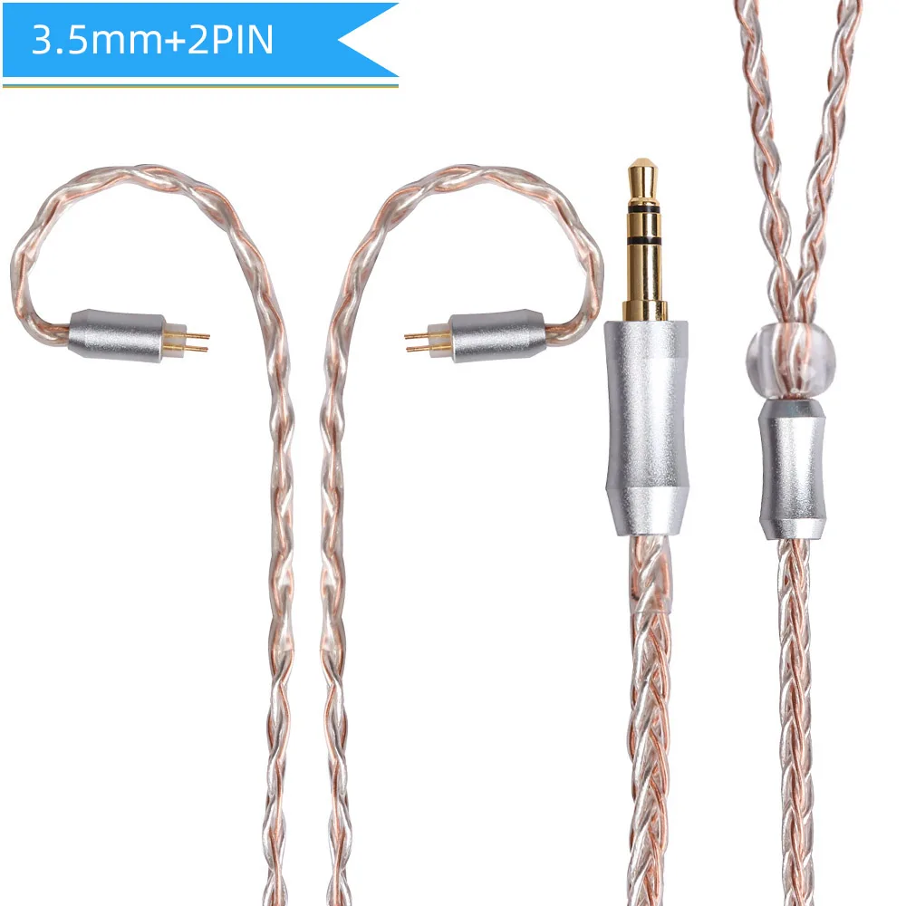 mix 3.5mm 2pin FDBRO 8core 2,5/3,5/4,4 мм сбалансированный с серебряным покрытием гарнитуры Кабель наушников аудио провода MMCX 2Pin 0,78 мм кабель для SE215 SE315 SE425 - Цвет: mix 3.5mm 2pin
