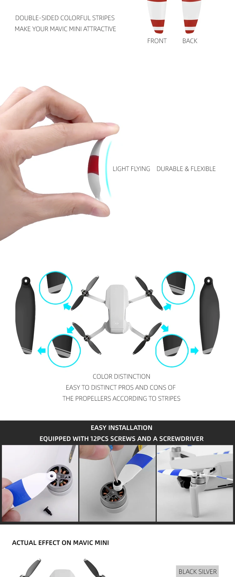 4 пары mavic мини пропеллеры 4726F складные малошумные пропеллеры для DJI Mavic мини Дрон аксессуары
