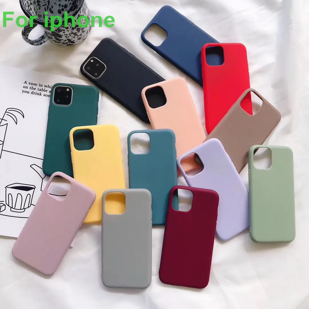 Чехол для iPhone 6 6s 7 8 Plus X XR XS 11 Pro Max милый простой однотонный Мягкий силиконовый