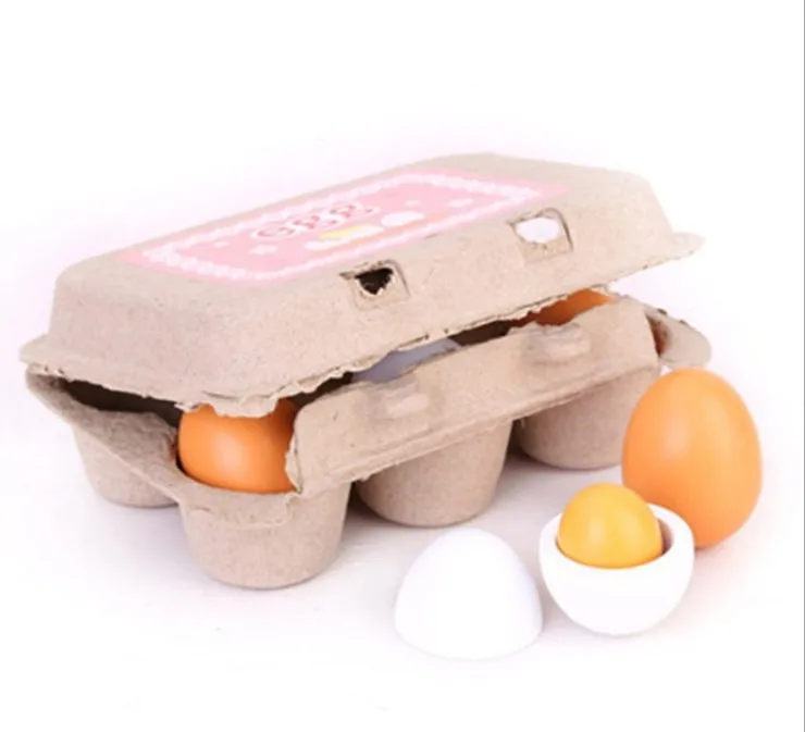

Wild Strawberries Emulate Toy Egg Duck Eggs Group of 6 Boxed Children Baby Play House Wooden Toys Egg Wholesale