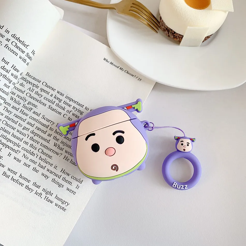 Для AirPods случае 3D мультяшный наушник чехол для Apple Airpods 2 забавные интимные аксессуары защитную крышку с палец кольцо ремень - Цвет: Buzz