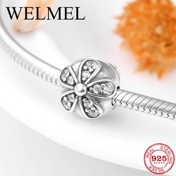 

Authentic 925 Sterling Silver Charms spring flower CZ Clip Beads Fit Original Pandora Charm Bracelet Jewelry making