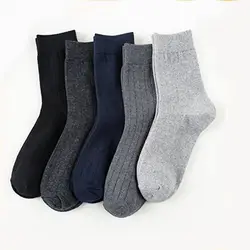 2019 летние мужские одноцветные хлопковые носки средней длины Простые повседневные вертикальные полосы бизнес дышащие мужские носки