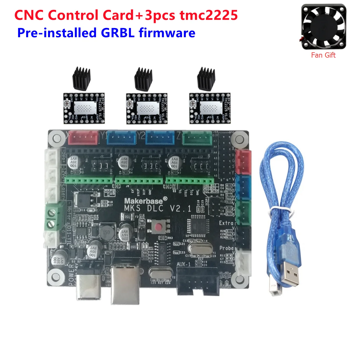 Placa de Controle Grbl Eixo Placa Mks Dlc V2.1 Cnc Escudo v3 Expansão Arduino Uno r3 Cartão Stepper Driver A4988 8825 z Usb - Imagem 4