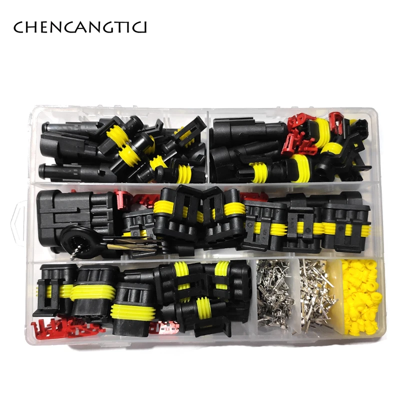 

353pcs 1/2/3/4 Pin AMP Tyco Auto Superseal HID Waterproof Wire Harness Connector Car Electrical Socket Plug With Terminals Tools