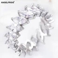 ANGELFRIGG Настоящее 100% стерлингового серебра 925 кольцо на палец с прозрачными AAA CZ женские модные ювелирные изделия подарок аксессуары