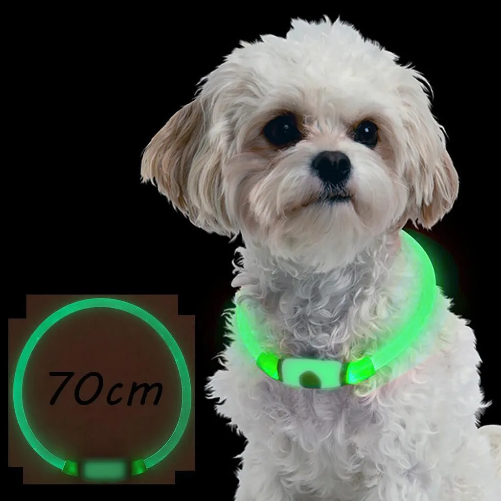 

Multifunctional LED Dog Collar TPU Can Cut USB Rechargeable Lighting Collar Charging LED emitting pet collar 70cm Pet Accessorie