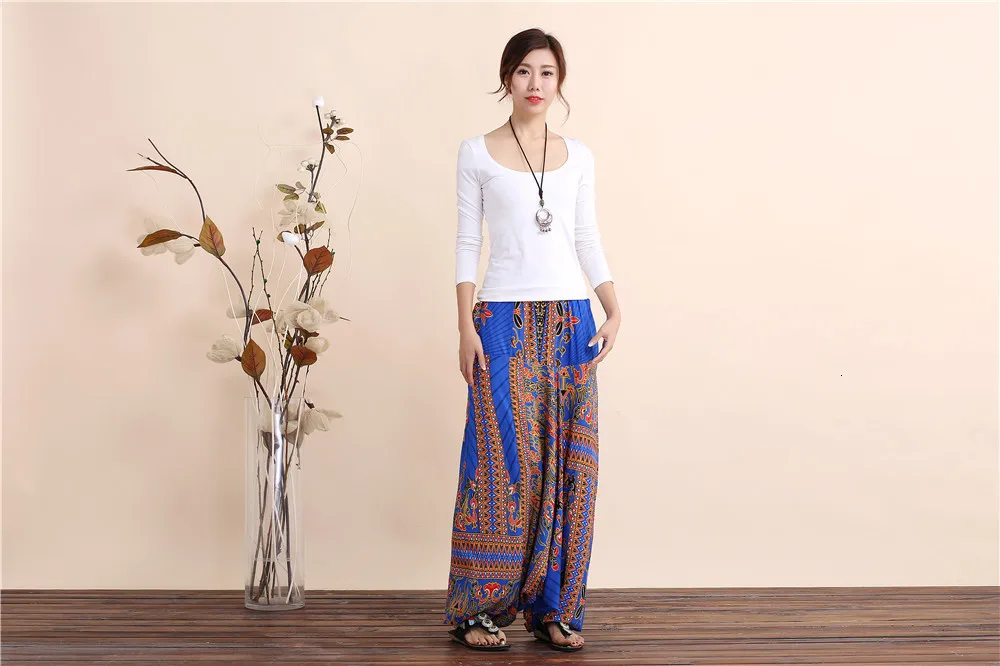 Конопляные брюки, осенние женские штаны с принтом, сари, индийская мотоциклетная одежда Kurti Kurta для женщин