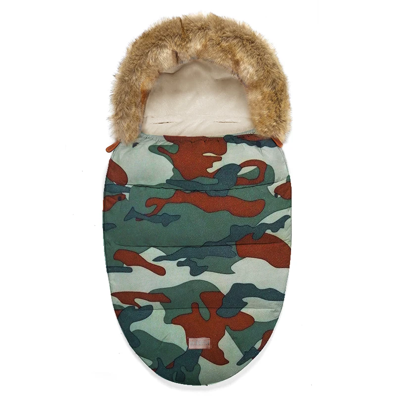 Спальный мешок для детской коляски, зимний теплый спальный мешок, ветронепроницаемый конверт для детской коляски - Color: Camouflage
