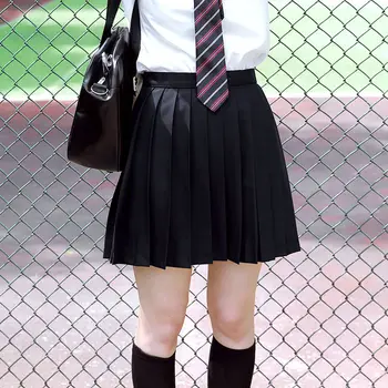 

NiceMix japan style elastic waist short skirt pleated summer hight waist mini skirts womens preppy solid faldas plisadas skirt