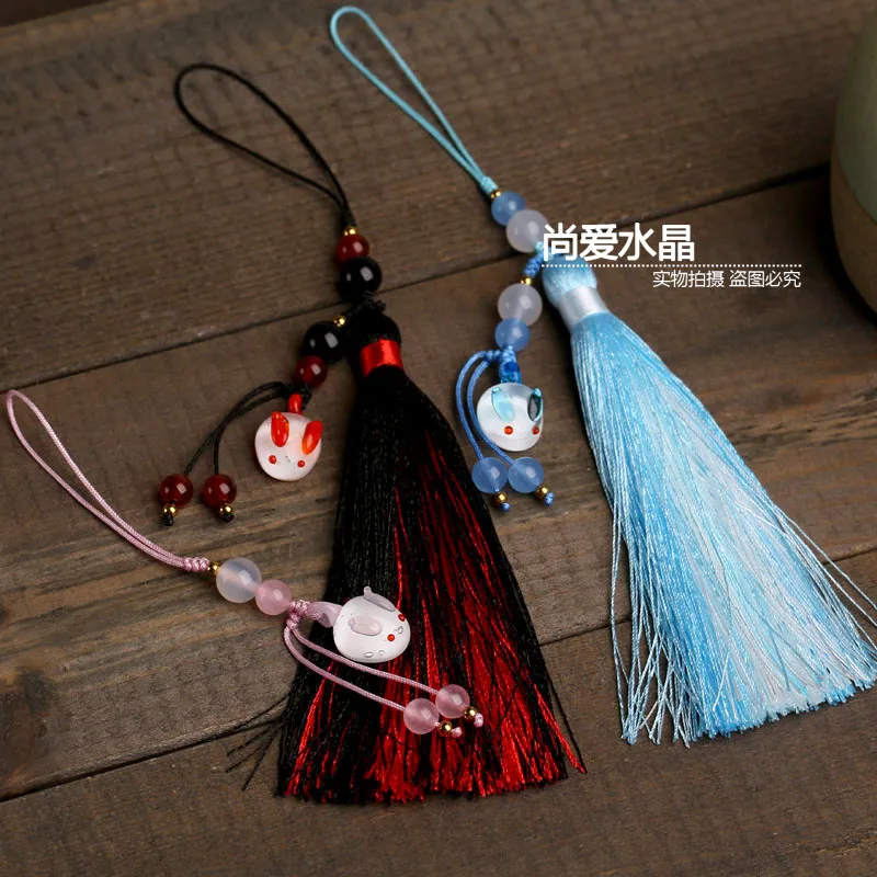 

Mo Dao Zu Shi Anime Grandmaster of Demonic Cultivation Rabbit Tassel Keychain Key Ring Holder Pendant Cosplay Prop Charms Gift