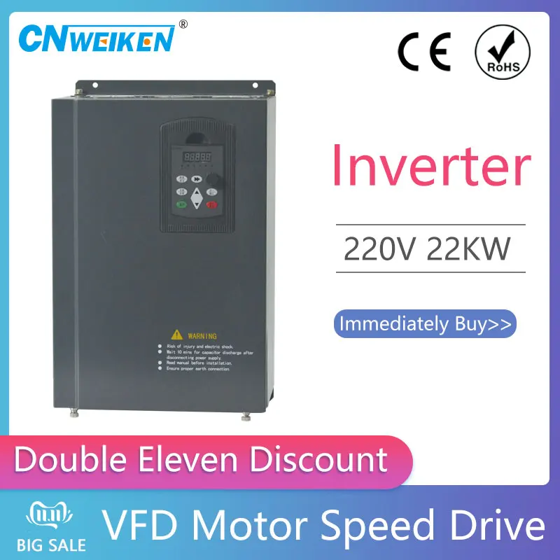 

VFD 22kw 220V Single phase input To 220v 3 Phase Output AC Frequency Inverter AC drives /Frequency Converter For AC Motor