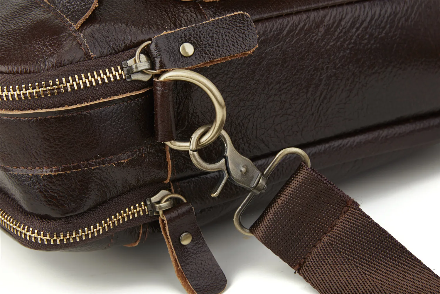 Кожаный мужской портфель, сумка, многослойная молния, мужской портфель, масло, воск, кожа, сумка через плечо