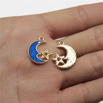 

Wholesale Jewelry Lots KC Gold Color 16x19mm Moon Stars Charms For Jewelry Making Gifts For Girls 150 Pieces