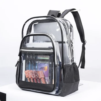 

Fashion PVC Transparent Men Women Backpacks Large Capacity Zipper Student School Bag Computer Travel Backpack Unisex