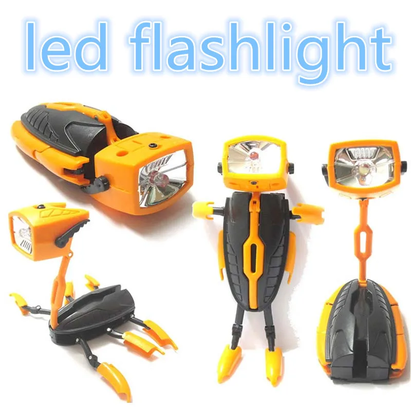 Novelty Deformable Transformer Robot LED Flashlight Lamp Light Kids Nightlight