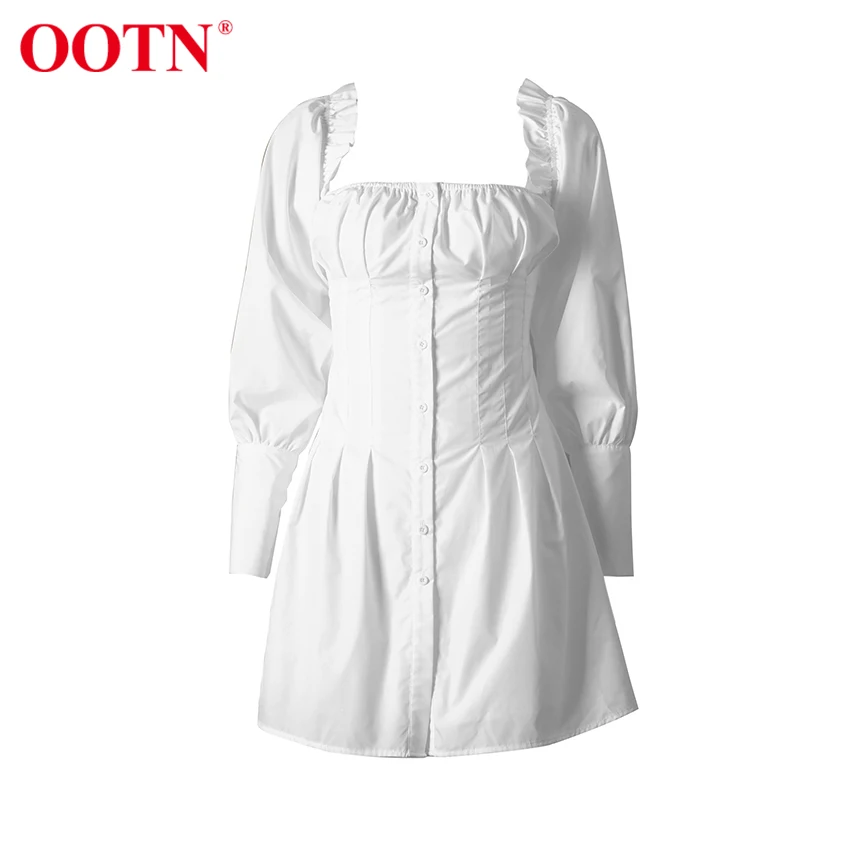 Женское Плиссированное Платье туника OOTN белое платье с открытыми плечами и