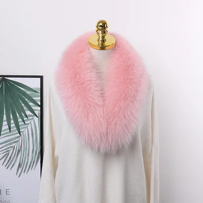 Light pink Женский осенний зимний разноцветный шарф из натурального Лисьего меха, шаль, съемные шарфы, пальто, куртка, пуховик из натурального Лисьего меха, воротник - Цвет: Light pink