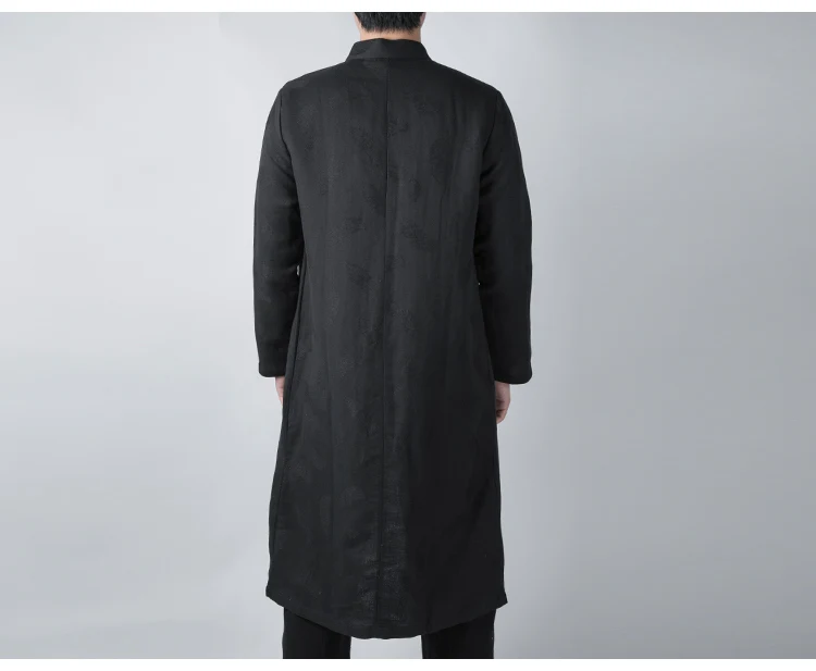 Sinicism Store, мужской свободный длинный жаккардовый Тренч, мужская куртка в китайском стиле с пряжкой, Тренч, мужское весеннее пальто, одежда из хлопка и льна