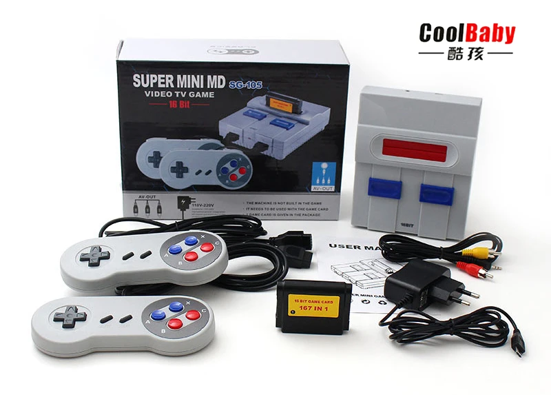 

2019 New MD16 SG-105 16BIT AV salida familia juegos TV videojuego consola con juegos 167 sega gratis puede insertar juegos de