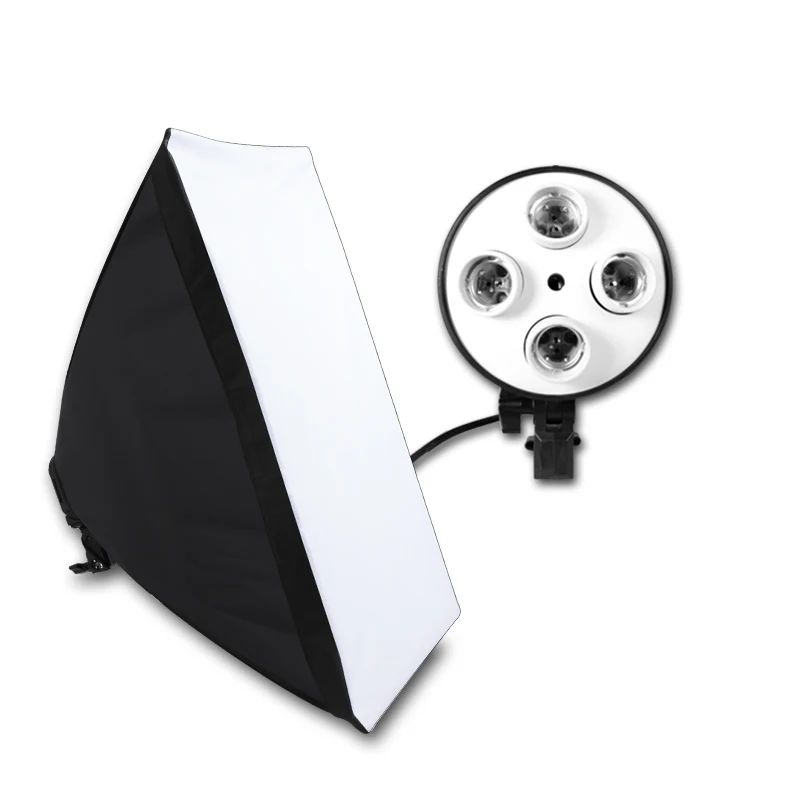 Photographic Equipment Photo Studio Soft Box Kit Video Four-capped Lamp Holder Lighting+50x70cm Softbox | Электроника