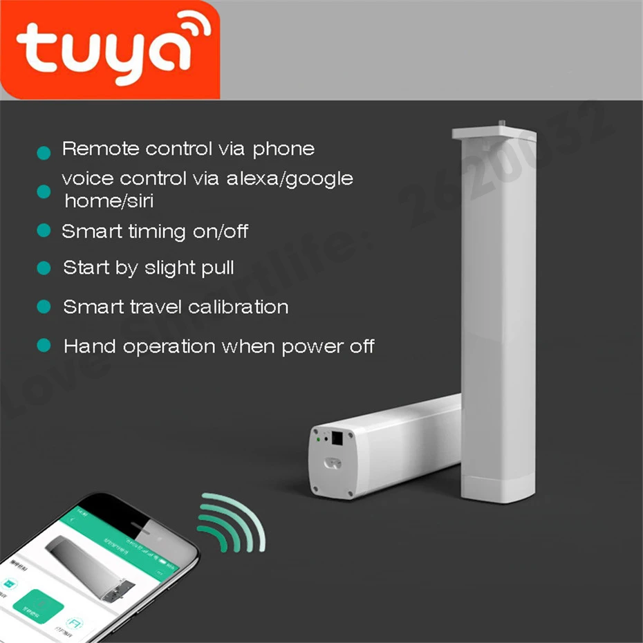 Tuya app wifi Electric Curtain Motor, Phone app RF433 Remote Control Voice control via alexa echo and Google Home Home Kit Siri for Smart Home-3