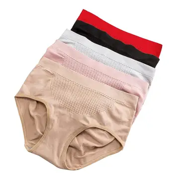 

5pcs 3D Honeycomb Panties Warm Belly Uterus Abdomen Super Elastic Women's Mid-rise Waist Briefs Underwear Sexy Lingerie