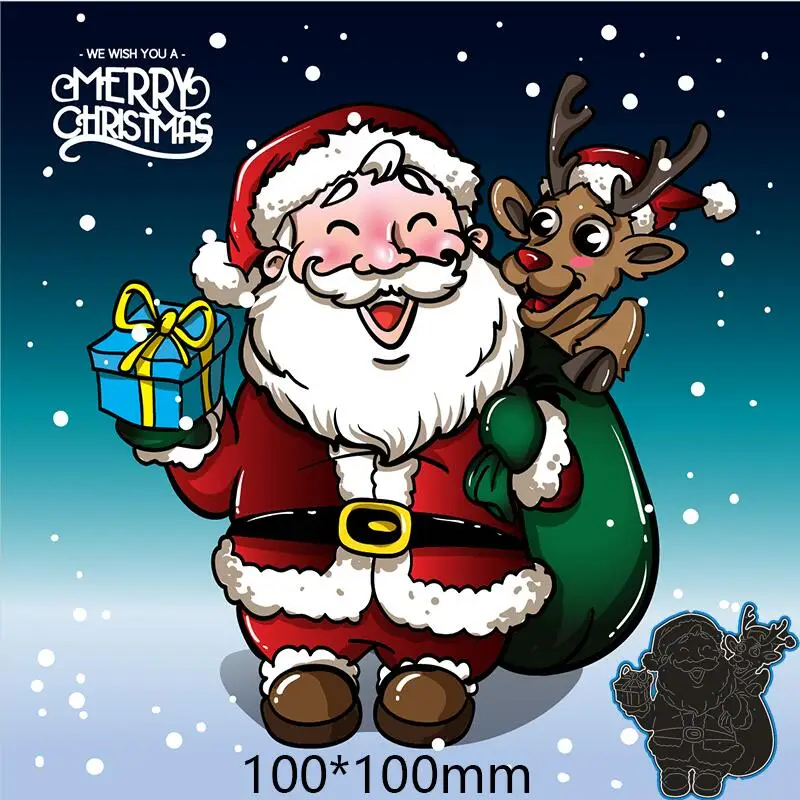 Metal Cutting Dies Santa claus reindeer new for decoration card DIY Scrapbooking stencil Paper Album template 100*100 mm | Дом и сад