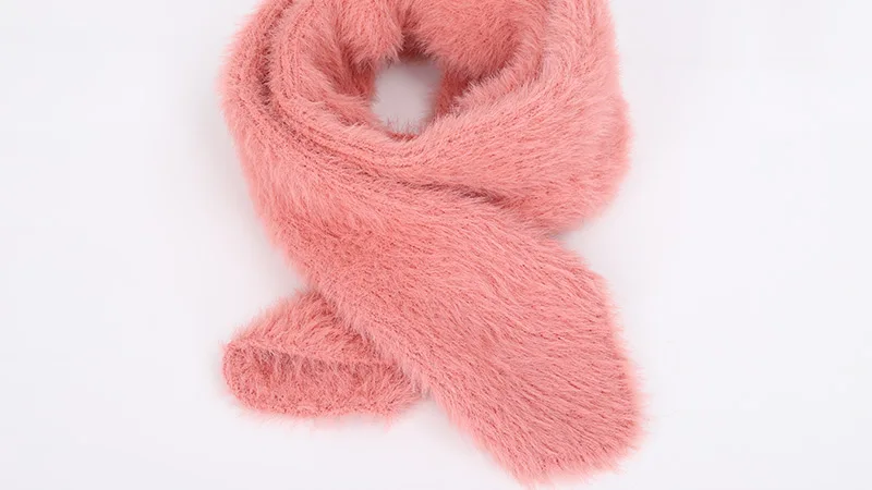 New Angora Mountain Wool Knit Scarf Autumn Winter Children's Solid Color Scarves Boy Girl Soft Baby Luxury Wraps Kids Cape