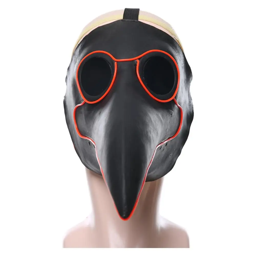 

Halloween Medieval Plague doctor Mask cosplay Beak Glowing Latex Mask Adult Party Carnival Cosplay Mask Props