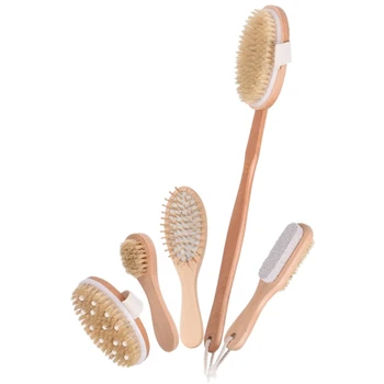 

Peeling Kit-Dry Skin Care Brush -Removable Natural Bristle Brush with Non-Slip Long Wooden Handle, Back Cleaner, Bamboo Bath