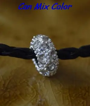 

silver plated many color select bghr3e spacer Wheel Beads European Bead Bracelet Fit Rhinestone Loose jewelry making crystal